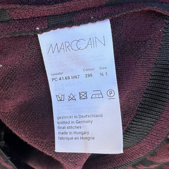 Marc Cain S Collections Virgin Wool Aubergine Animal Print Sweater Size N1 US 2 - Picture 3 of 5